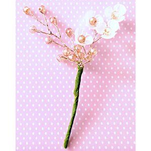 Flower Hair Pin Crystal Bead Barrette Wedding Coquette Accessory Pearl Gem